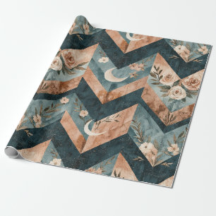 Papel De Presente Padrão Xadrez Floral Lua Rústica (8)