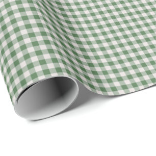 Papel De Presente Padrão Xadrez Gingham Fofo Retrô Verde Inverno
