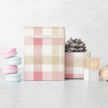 Padrão Xadrez Gingham Rosa Bege Suave Romântico