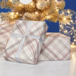 Papel De Presente Padrão Xadrez Gingham Rosa Bege Suave Romântico