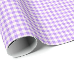 Papel De Presente Padrão Xadrez Gingham Roxo Lavanda Fofo Retrô