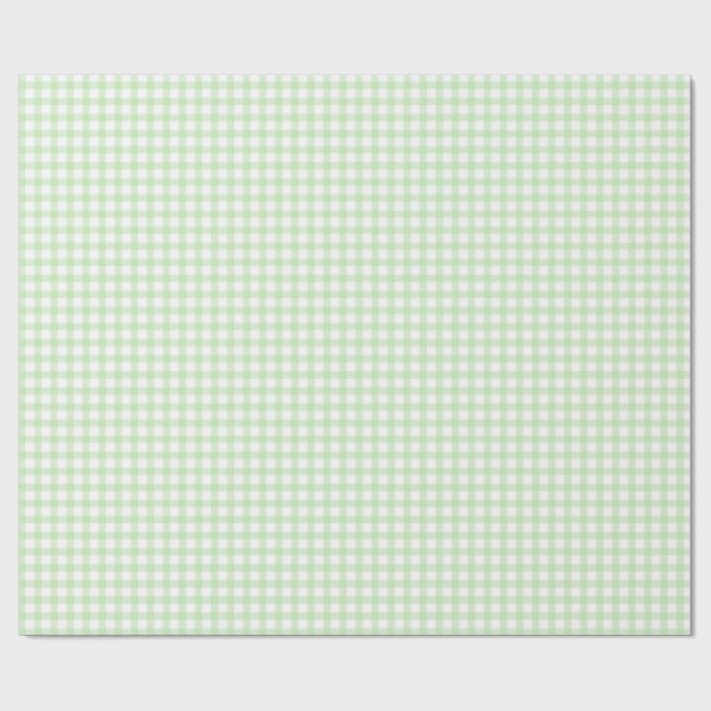 Papel De Presente Padrão Xadrez Gingham Verde Fofo Retrô (Aberto)