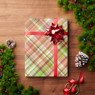 Papel De Presente Padrão Xadrez Gingham Verde Limão Amarelo Vermelho