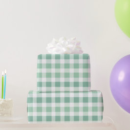Papel De Presente Padrão Xadrez Gingham Verde Menta Suave Branco Fre