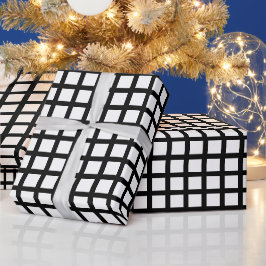 Papel De Presente Padrão xadrez grelha xadrez preto branco moderno