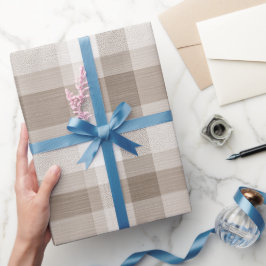 Papel De Presente Padrão Xadrez Macio Bege Branco Farmhouse Buffalo