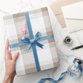 Papel De Presente Padrão Xadrez Macio Bege Branco Fazenda Buffalo