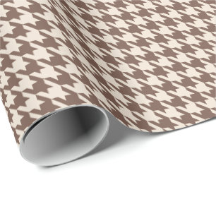 Papel De Presente Padrão Xadrez Mocha & Cream N Quente Elegante