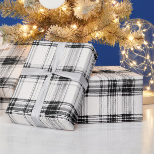 Papel De Presente Padrão Xadrez Monocromático Branco Preto Marfim Ch