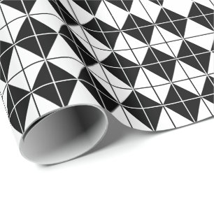 Papel De Presente Padrão Xadrez Preto e Branco
