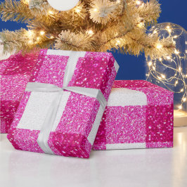 Papel De Presente Padrão Xadrez Rosa Brilhante