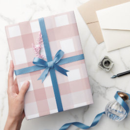 Papel De Presente Padrão Xadrez Rosa Claro Branco Gingham Bege