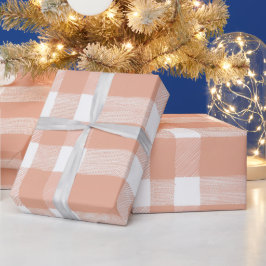 Papel De Presente Padrão Xadrez Rosa Claro Gingham de Luz Branca Pês