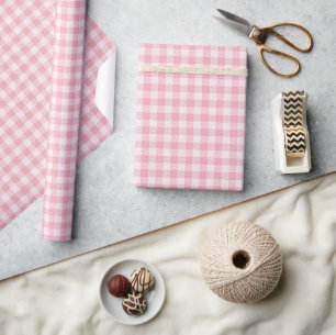 Papel De Presente Padrão Xadrez Rosa Gingham Feminino Xadrez Quadric