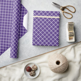 Papel De Presente Padrão Xadrez Roxo Lavanda Branco Clássico