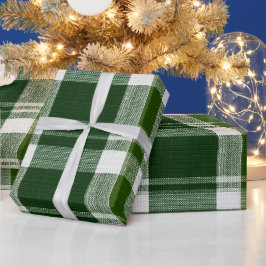 Papel De Presente Padrão Xadrez Verde Branco Férias de Inverno