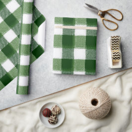 Papel De Presente Padrão Xadrez Verde Branco Férias de Inverno