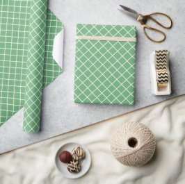 Papel De Presente Padrão Xadrez Verde Branco Menta de Primavera Eleg