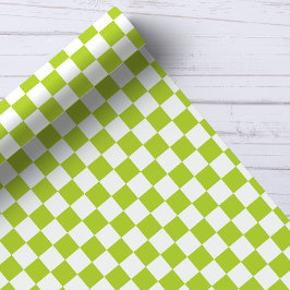 Papel De Presente Padrão Xadrez Verde e Branco