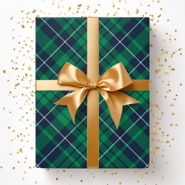 Papel De Presente Padrão Xadrez Verde Elegante (Elegant Green Plaid Pattern Wrapping Paper)