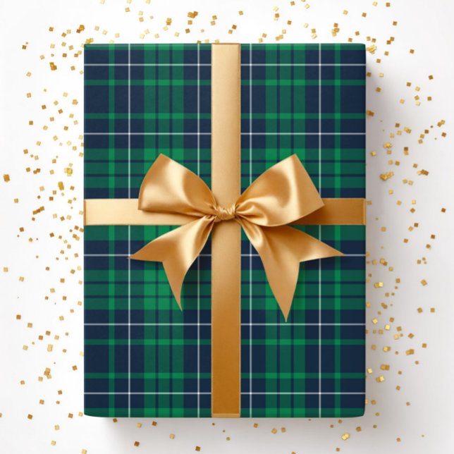 Papel De Presente Padrão Xadrez Verde Moderno (Modern Green Plaid Pattern Wrapping Paper)