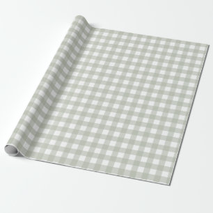 Papel De Presente Padrão Xadrez Verde Salvia