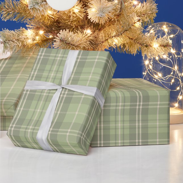 Papel De Presente Padrão Xadrez Verde Salvia (Feriados)