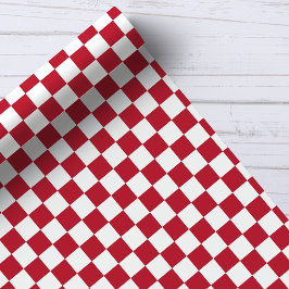 Papel De Presente Padrão Xadrez Vermelho e Branco