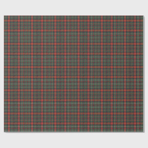 Papel De Presente Padrão Xadrez Vermelho e Verde Clássico Escocês