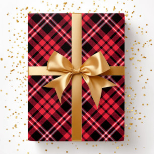 Papel De Presente Padrão Xadrez Vermelho Elegante