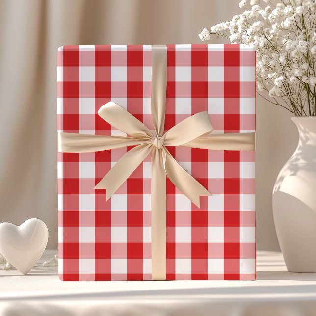 Papel De Presente Padrão Xadrez Vermelho Elegante (Criador carregado)