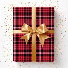 Papel De Presente Padrão Xadrez Vermelho Moderno