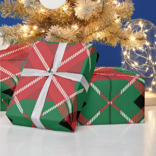 Papel De Presente Padrão Xadrez Vermelho Verde