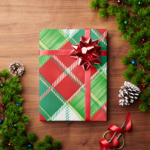 Papel De Presente Padrão Xadrez Vermelho Verde