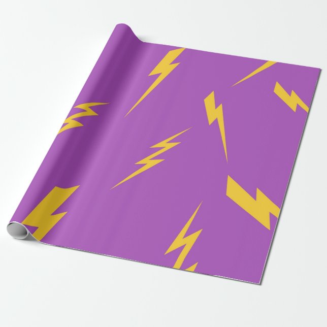 Papel De Presente Padrão Y2K de Fundo Roxo com Relâmpago (Desenrolado)
