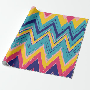 Papel De Presente Padrão Zigue-Zague Multicolorido – Design de Prese