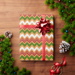 Papel De Presente Padrão Ziguezague de Natal em Ouro Falso