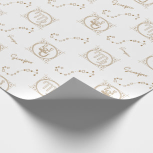 Papel De Presente Padrão Zodíaco Dourado: Scorpio