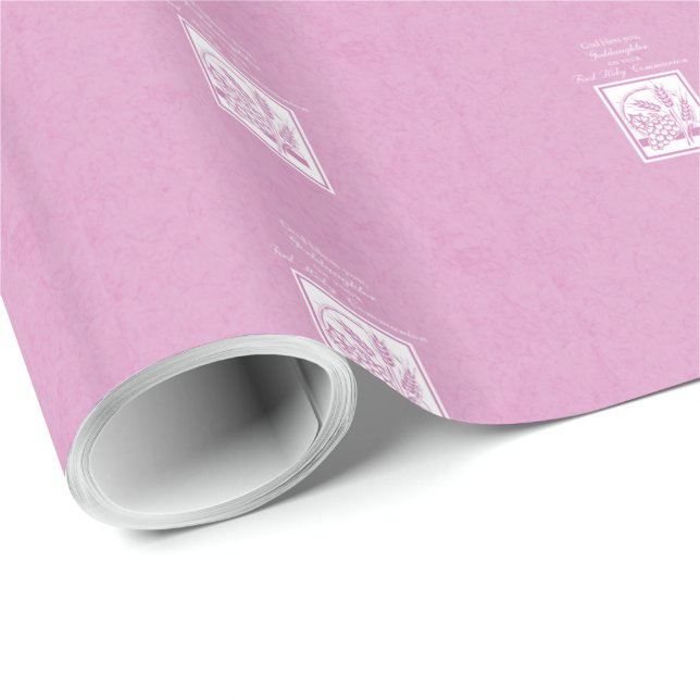 Papel De Presente Padrinha Primeira Comunhão, Rosa (Ponta do rolo)