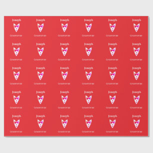 Papel De Presente padrinho adicionar nome ano gravata borboleta verm