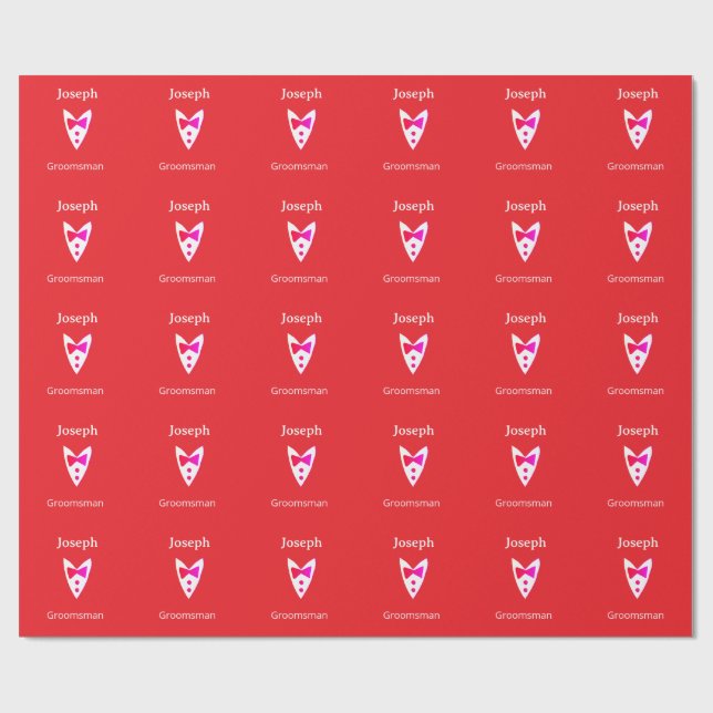 Papel De Presente padrinho adicionar nome ano gravata borboleta verm (Aberto)