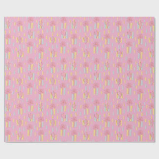 Papel De Presente Padrões das Palmas e do Cactus Retro Coquette