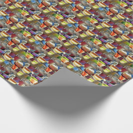 Papel De Presente Padrões de Aquarela de Abstrato Purple Cups de Caf