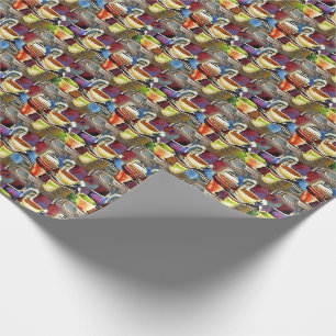 Papel De Presente Padrões de Aquarela de Abstrato Purple Cups de Caf