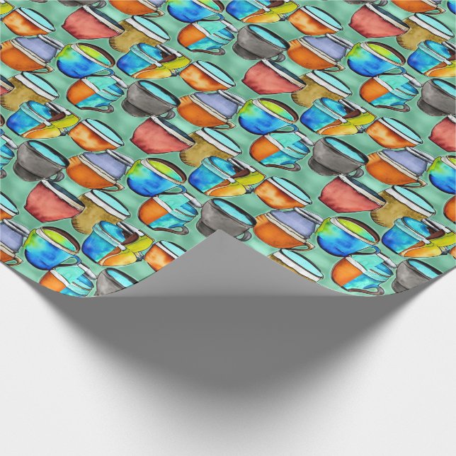 Papel De Presente Padrões de Aquarela de Café Cerâmico (Ponta)