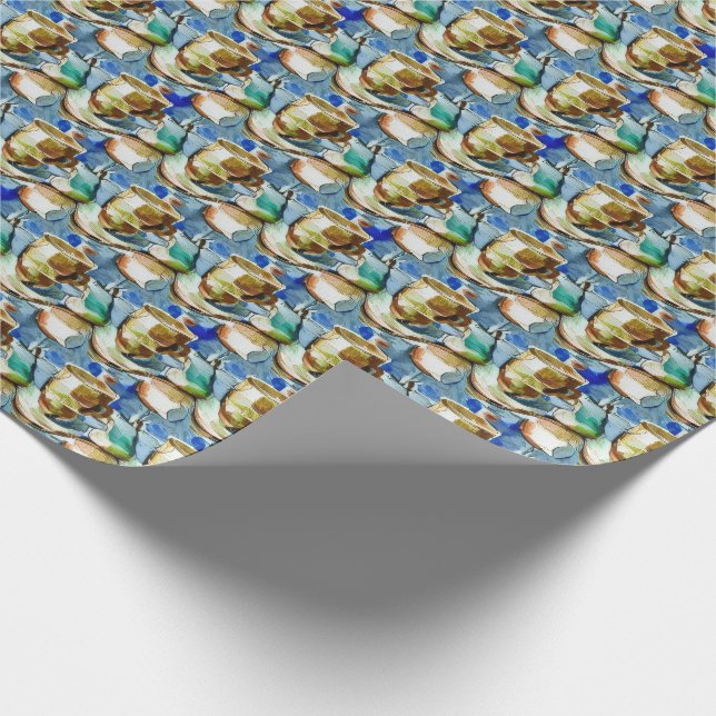 Papel De Presente Padrões de Aquarela de Colagem de Café (Ponta)