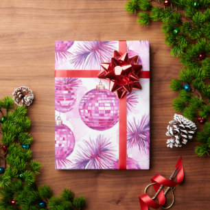 Papel De Presente Padrões de Bolhas de Disco Rosa Festivo