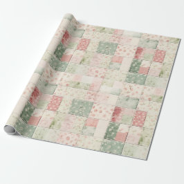 Papel De Presente Padrões de Colcha Floral Rosa Menta Ocidental