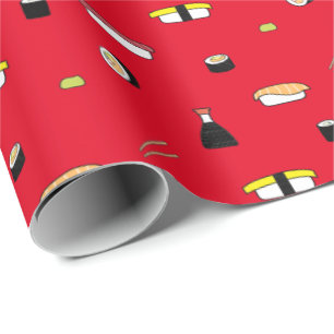 Papel De Presente Padrões de Conjunto de Nigiri Maki Vermelho