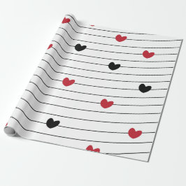 Papel De Presente Padrões de Coração e Listras de Amor